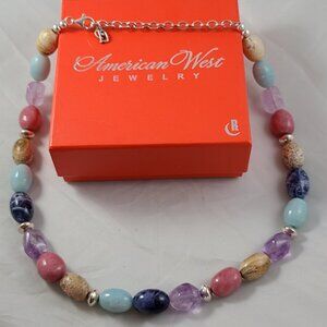 Carolyn Pollack 925 SS Beaded Necklace Gemstones